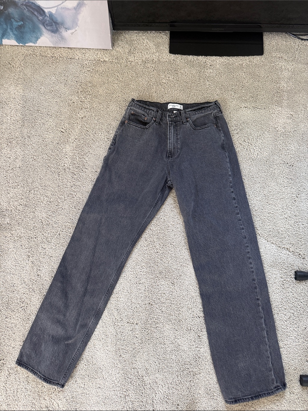 Abercrombie & Fitch High-Rise Wide Leg Jeans In Washed Black